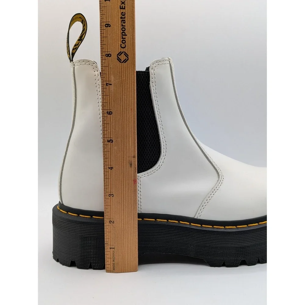 Dr. Martens Boots Mens Size 10 White 2976 Quad Chelsea Platform Leather Lug Sole
